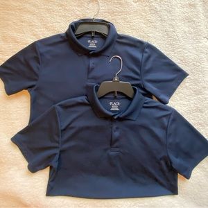 Boys navy blue uniform polo. 100% polyester.